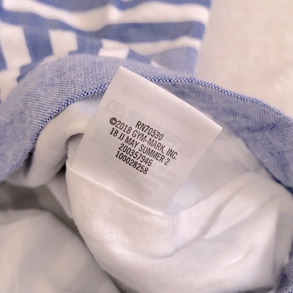 Janie and Jack | Striped Oxford Cotton Nautical Romper Cornflower Blue (6-12M) - Picture 9 of 14